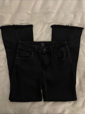 Just Black Black Flared Wide-Leg Jeans with Raw Hem